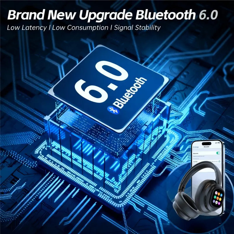 VUB Bluetooth LCD Touchscreen Wireless Headphones with DIY Wallpapers and Multiple Features