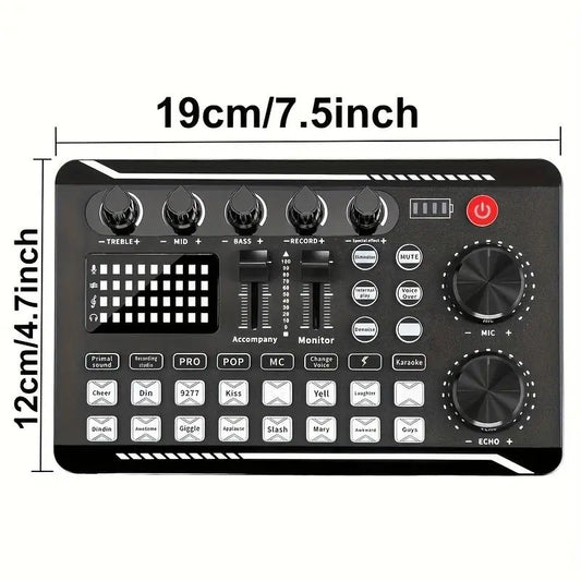 F998 Live Sound Card Audio Mixer – Podcast Interface with DJ Effects, Voice Changer & Sound Effects for Karaoke, Live Streaming, Gaming PC