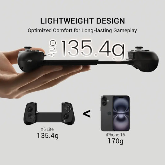 GameSir X5 Lite Type-C Mobile Game Controller – Hall Effect Joysticks, 135g Lightweight, Stretchable for Phones & Tablets, Plug & Play for Android/iOS