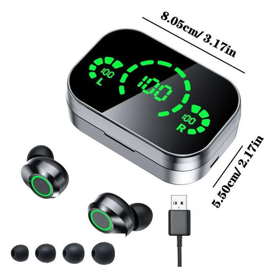 HD Mirror Display YD03 Bluetooth Headphones – Large-Capacity In-Ear Wireless Earbuds with LED Touch Screen, Perfect Gift for Friends