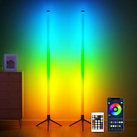 DAYBETTER 360° Standing LED Corner Lamp with Music Sync, Color Shift, Dual Control & Timer, 16M DIY Colors, Perfect for Living Room/Gaming Room, Smart RGB Floor Lamp