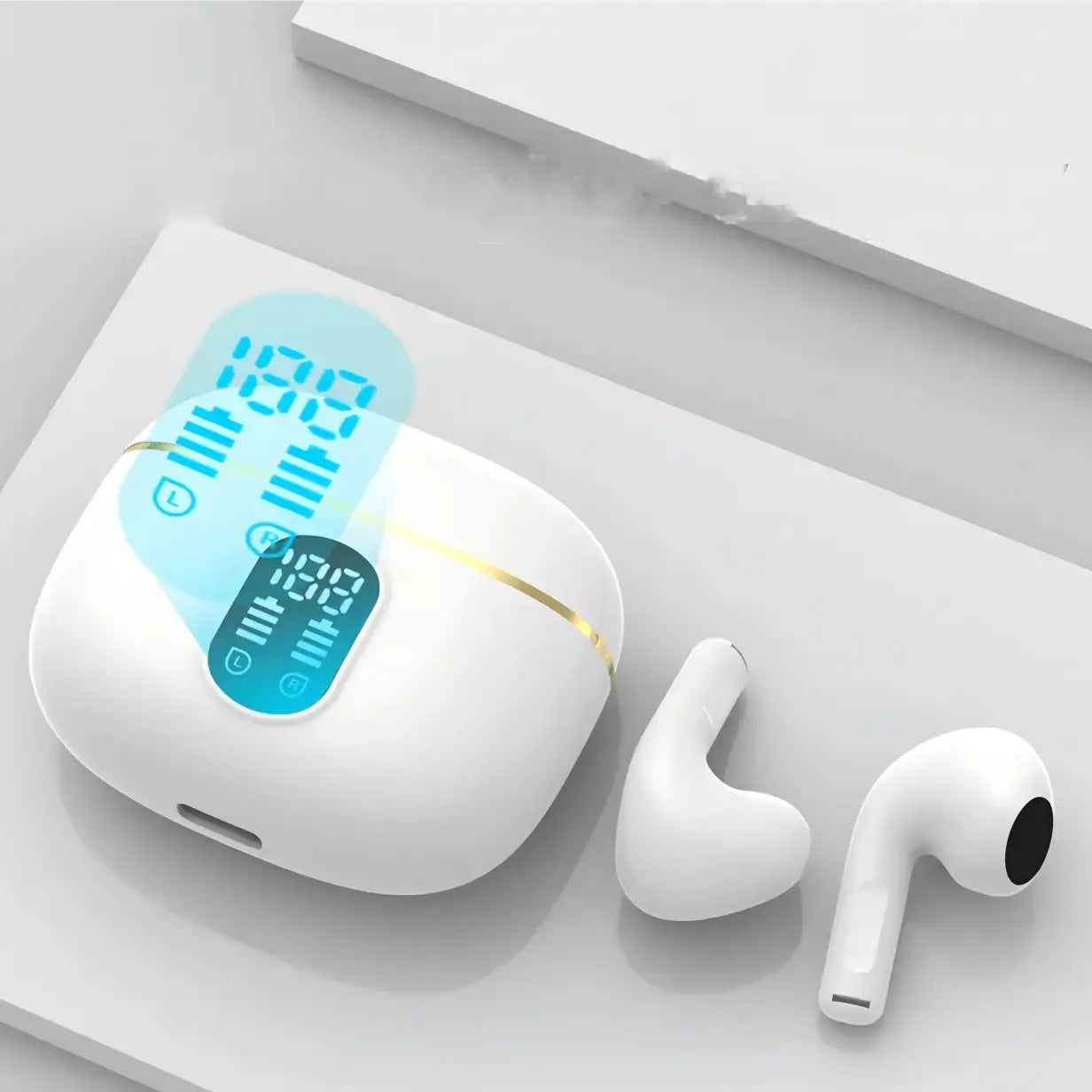 Wireless Earbuds with LED Display – In-Ear Design, Mic for Sports/Gaming/Travel, Lightweight In-Ear Monitor Headset