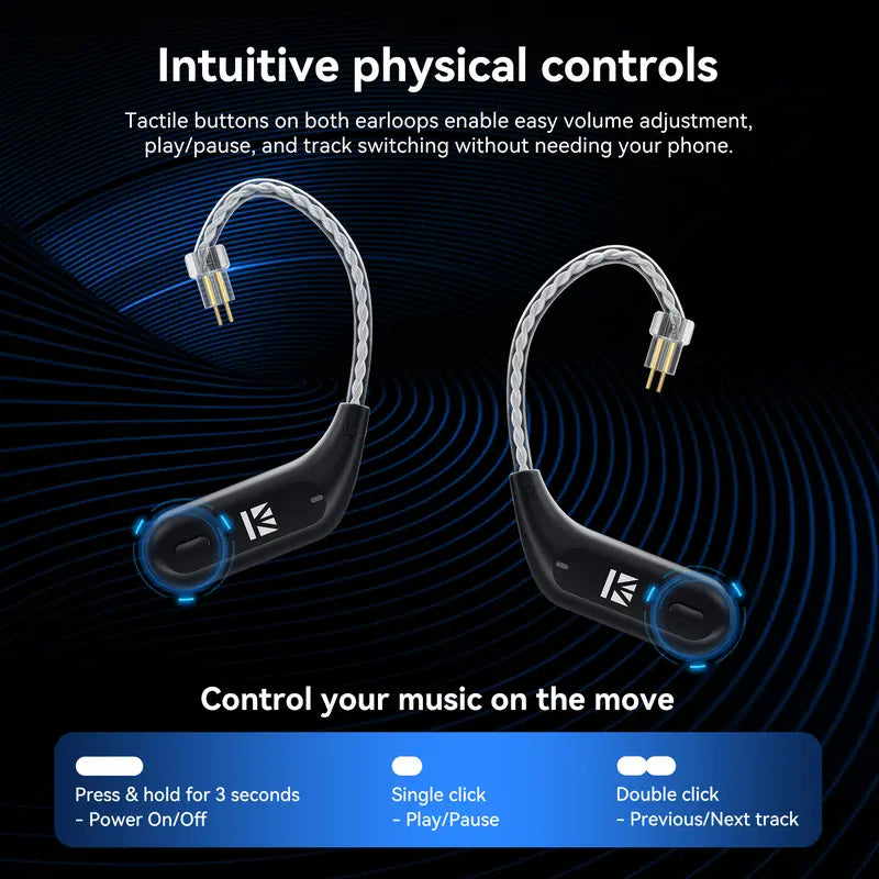 TWS HD Bluetooth Earhook Adapter – 2Pin 0.78mm Connector, In-Ear Type, Multi-Device Compatible with Most IEMs, Noise Cancelling (Not for PS5/Desktop PC)