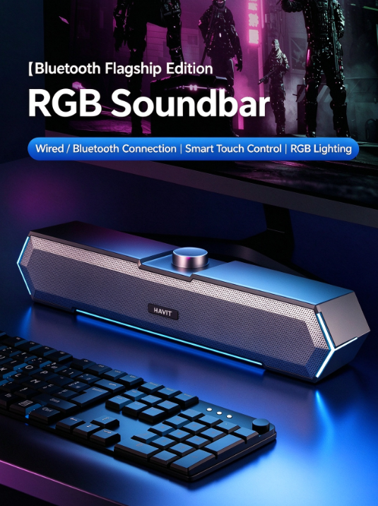 Havit M19 Wired Bluetooth Speaker – Desktop Computer Speaker with Deep Bass