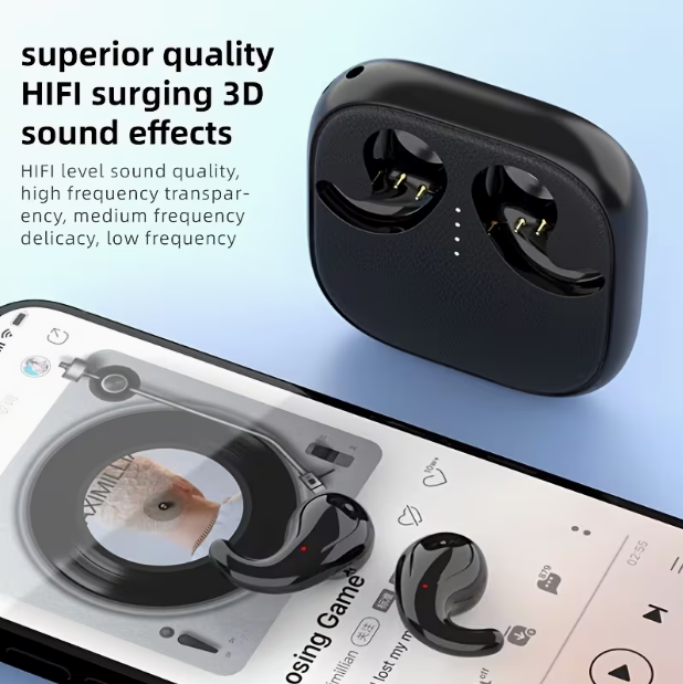 True Wireless Ear-Clip Headphones – Open Stereo Sound, Ultra-Low Latency Game Mode, Copper Ring Speaker, Touch Control, Long Battery Life, Lightweight & Secure Fit