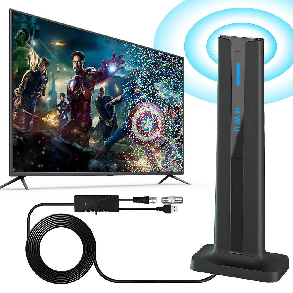 TV Antenna Indoor/Outdoor Long-Range HD Signal Amplifier - Upgraded Stable Signal Reception for Urban, Rural and RV Use
