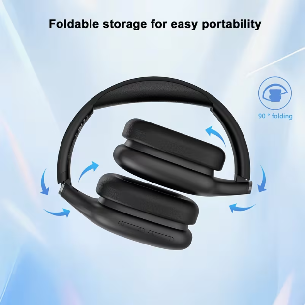 Wireless Over-Ear Headphones with Deep Bass – Lightweight Foldable, Built-in Mic, 3.5mm & Type-C, for Travel, Work, Laptop, Phone & Gaming