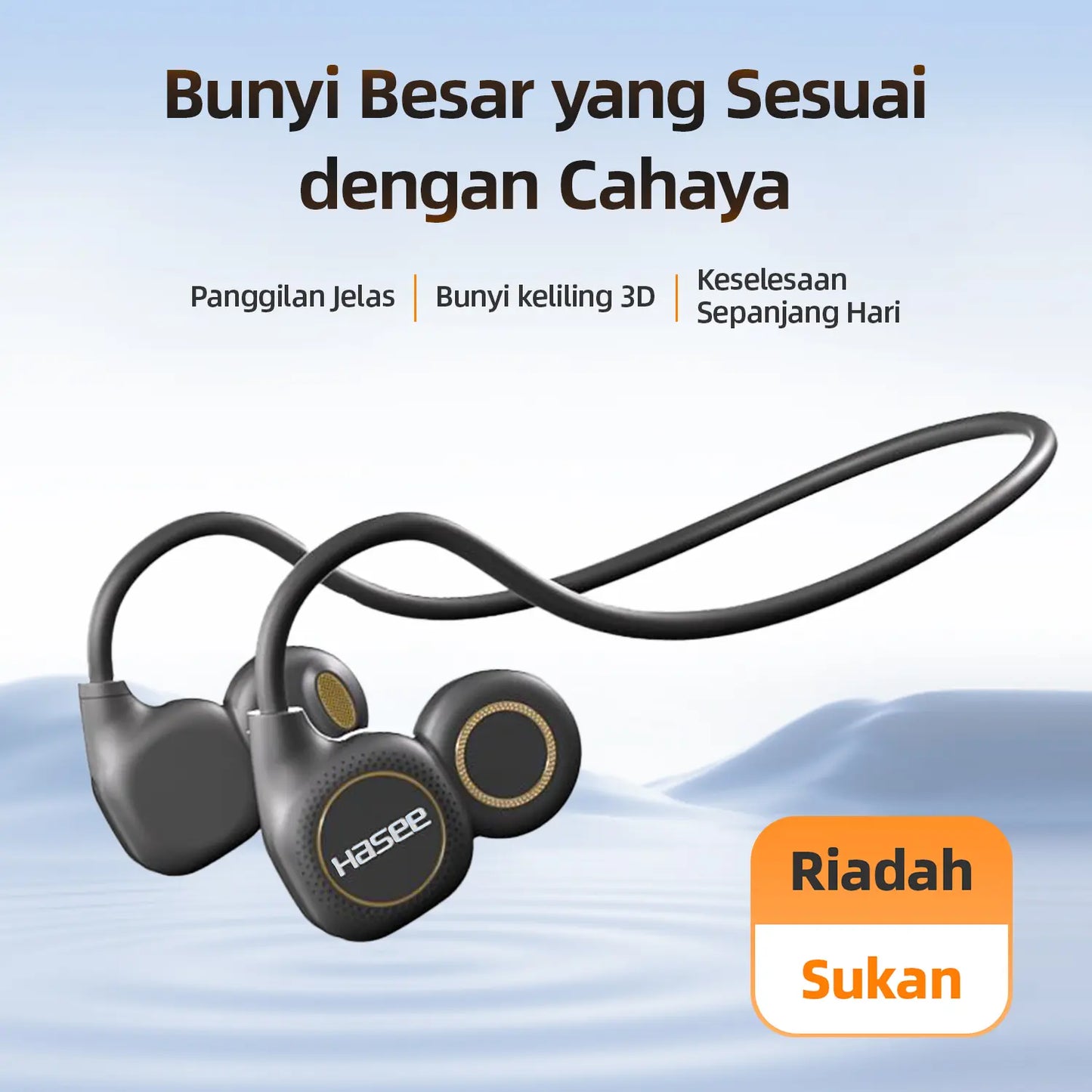 Open-Ear Neckband Bluetooth 6.0 Headphones - Air Conduction with LED Battery Display, HiFi Stereo, ENC Clear Calls, Sweat Resistant for Running, Gym and Cycling