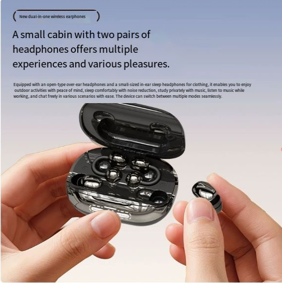 Wireless Headphones with Power Bank Case – Includes 4 Earbuds (Sleep & Clip-On), Reverse Phone Charging, Ideal for Sports & Sleep, Earphones for Music & Calls, Compatible with Android & iOS