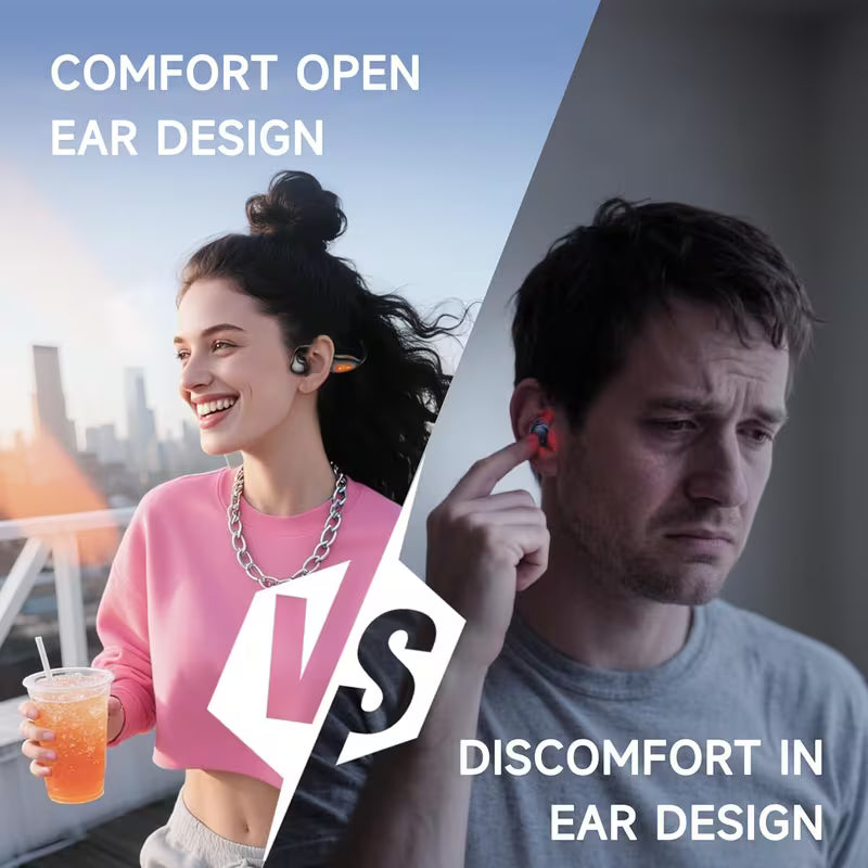 Open Ear Bluetooth 6.1 Wireless Headphones - Air Conduction Sport Earbuds, Clear Calls, Lightweight for Running and Cycling (Black)