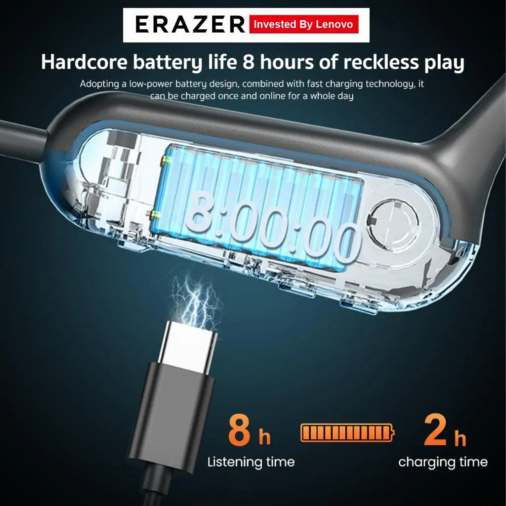 ERAZER XF22 Wireless Bone Conduction Earbuds - Bluetooth 5.4, Touch Control, HiFi Stereo, Water Resistant Sports Earphones