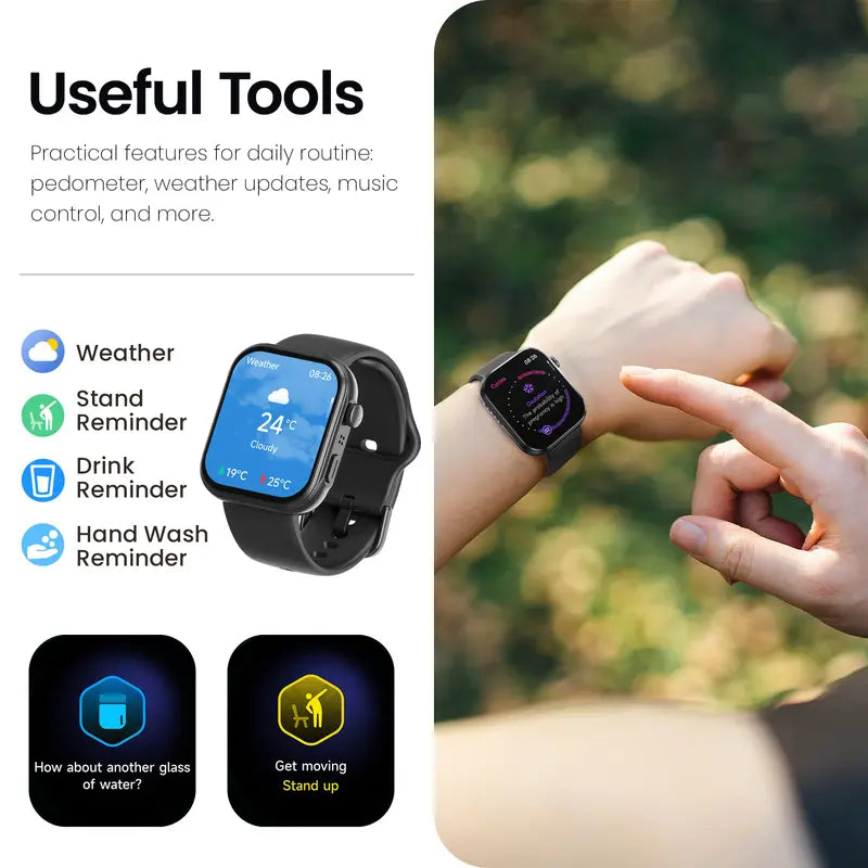 TOZO S6 Smartwatch - Ultra-Clear AMOLED Screen, Bluetooth Call, Sports Modes, Heart Rate and Sleep Oxygen Monitor, IP68 Water Resistant Fitness Tracker