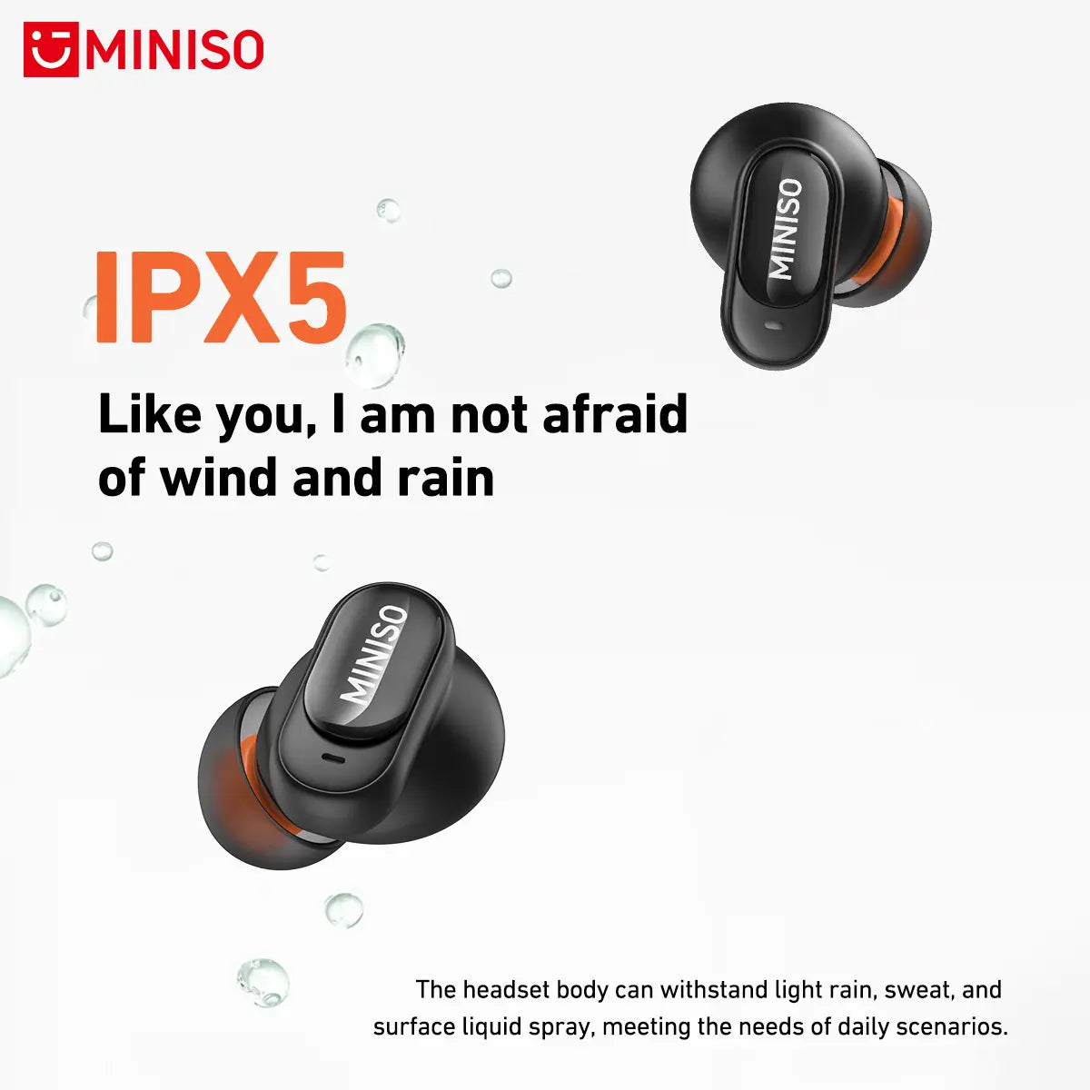 MINISO MS105 Wireless Earbuds – Bluetooth 6.0, In-Ear, Waterproof, Built-in Mic – Ideal for Office, Sports, Study, Calls & Gaming
