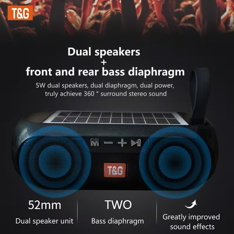 TG182 Solar Speaker – Wireless Outdoor,10W USB Portable,TF Card & FM Radio,AUX Input – Perfect for Outdoor,Party & Daily Use