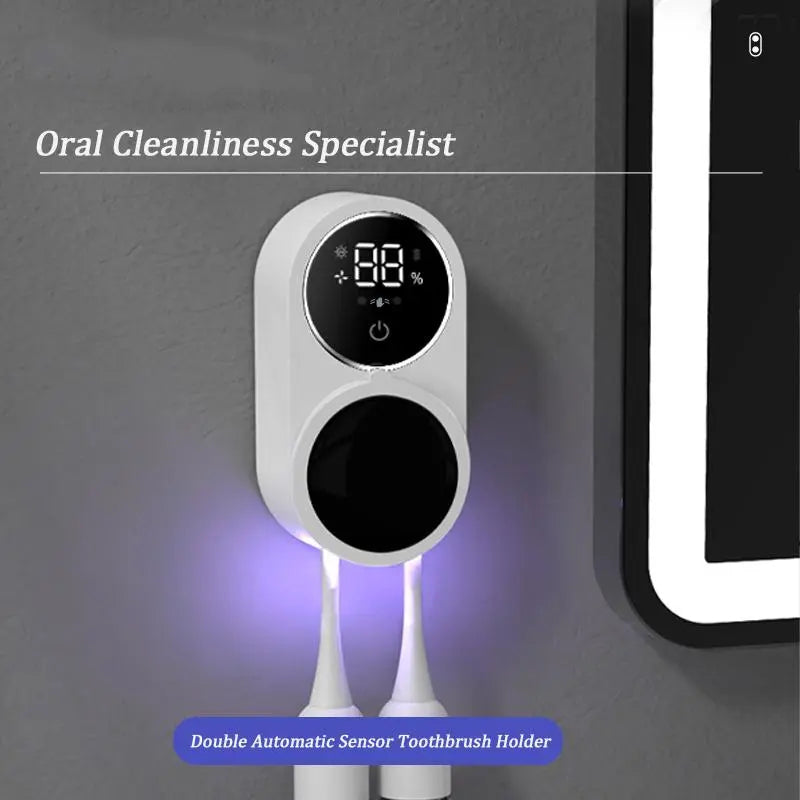 Wall Mounted Toothbrush Sterilizer, Rechargeable Toothbrush Holder, Toothbrush Sanitizer Holder, Toothbrush Holders For Bathrooms, Toothbrush Cleaner with LED Smart Screen, Personal Care Appliances, Bathroom Accessory