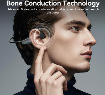 【26new】Bone Conduction Neckband Wireless Earphones Headphones Sports Open Ear Headset With Mic Stereo Earbud Audio Black