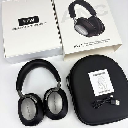 PX71 ANC Over-Ear Bluetooth Headphones - Metallic Finish with Curved Hook Design and Active Noise Cancelling