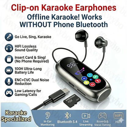 Buy 1 Get 1 Free Bluetooth 5.4 Neckband Clip-On Earphones - TWS Gaming Headset with HD Mic, Color Screen, Noise Reduction