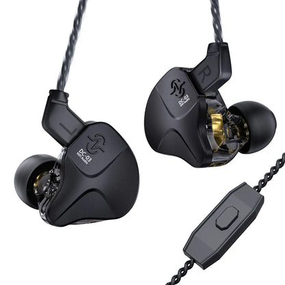 CCZ DC03 Wired Gaming Earbud Headset - 3.5 mm Jack Audio IEM Earphones, 1DD HiFi, Detachable Cable, Deep Bass, Noise Isolating, Mic, Black, Tablet Compatible, Manufacturer Warranty, Not Water Resistant