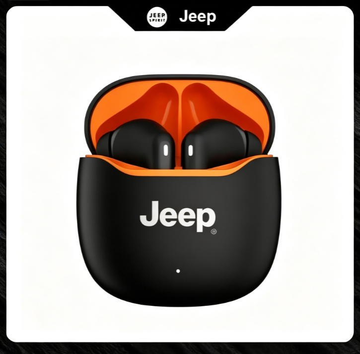 Jeep Series Semi-In-Ear Bluetooth 6.0 Headphones - Type-C Charging, 5H Playback, HD Calls, Anti-Slip Silicone Cover