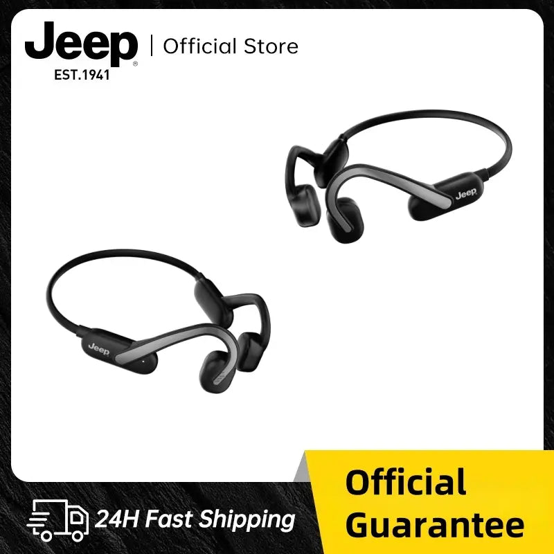 Jeep JP EC026 Bone Conduction Headphones - Bluetooth 5.3, IPX5 Water Resistant, Open-Ear for Running, Cycling and Fitness