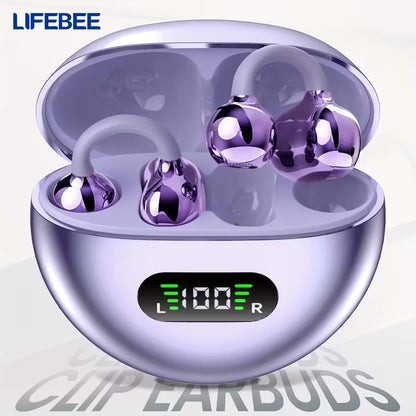 Ear Clip Earbuds – Wireless Sports Earphones with Built-in Mic, Ear Hook, Crystal-Clear Calls