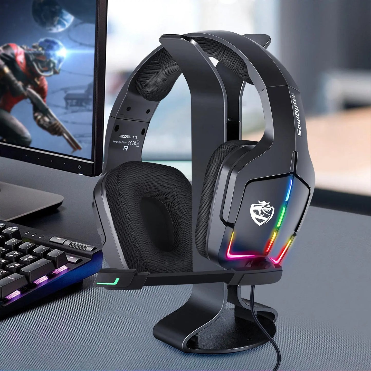 Comfortable Wired Gaming Headset – Noise Canceling Mic, RGB Light, Compatible with Xbox/PS4/PS5/PC/Switch – Multiplatform Gaming Headphones