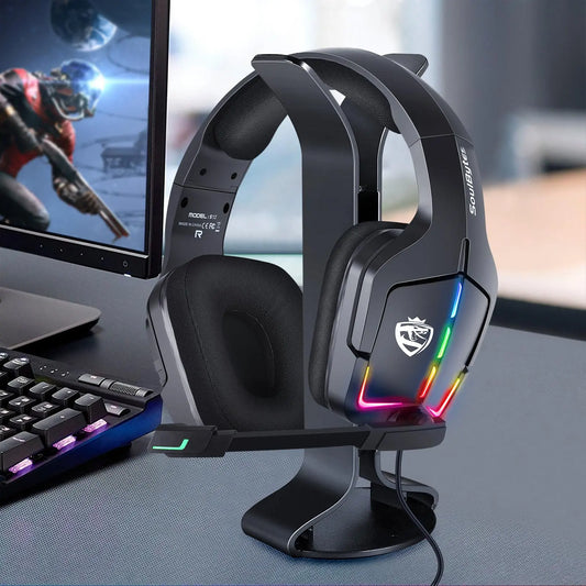 Comfortable Wired Gaming Headset – Noise Canceling Mic, RGB Light, Compatible with Xbox/PS4/PS5/PC/Switch – Multiplatform Gaming Headphones