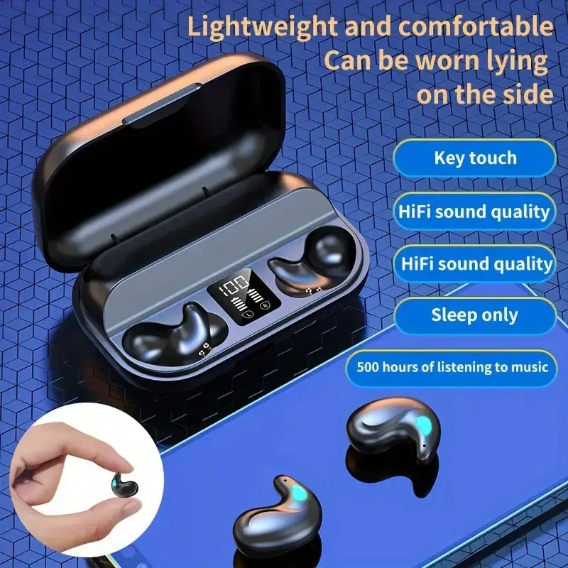 New Sleeping Earbuds with Hi-Fi Stereo Sound - Water Resistant, Built-in Mic, Noise Cancelling, Touch Control for iPhone and Android