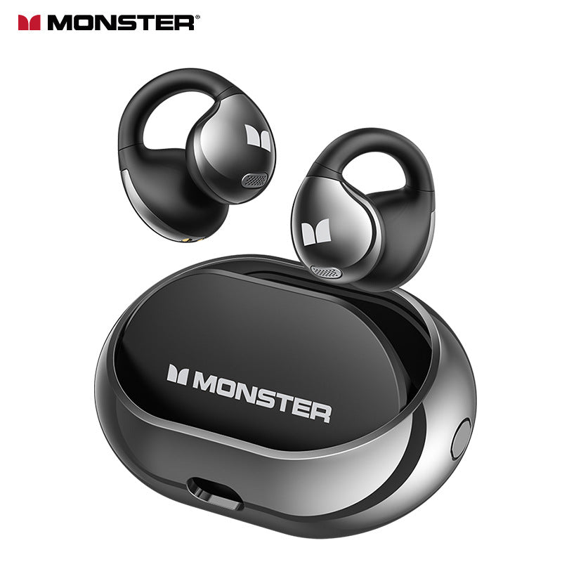 Monster Open Ear AC600 Headphones - Bluetooth 5.4 Clip-On Wireless Earbuds with HiFi Stereo, ENC Calls, 21H Playtime and IPX6 Water Resistant for Workouts