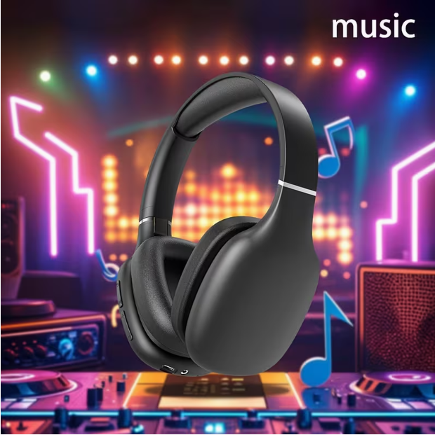 Wireless Over-Ear Headphones with Deep Bass – Lightweight Foldable, Built-in Mic, 3.5mm & Type-C, for Travel, Work, Laptop, Phone & Gaming