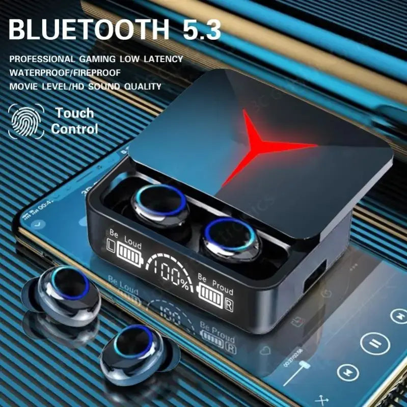 M90 Gaming TWS Earbuds - Bluetooth 5.3 Low Latency, RGB Light, Water Resistant Sport Headphones with HD Mic
