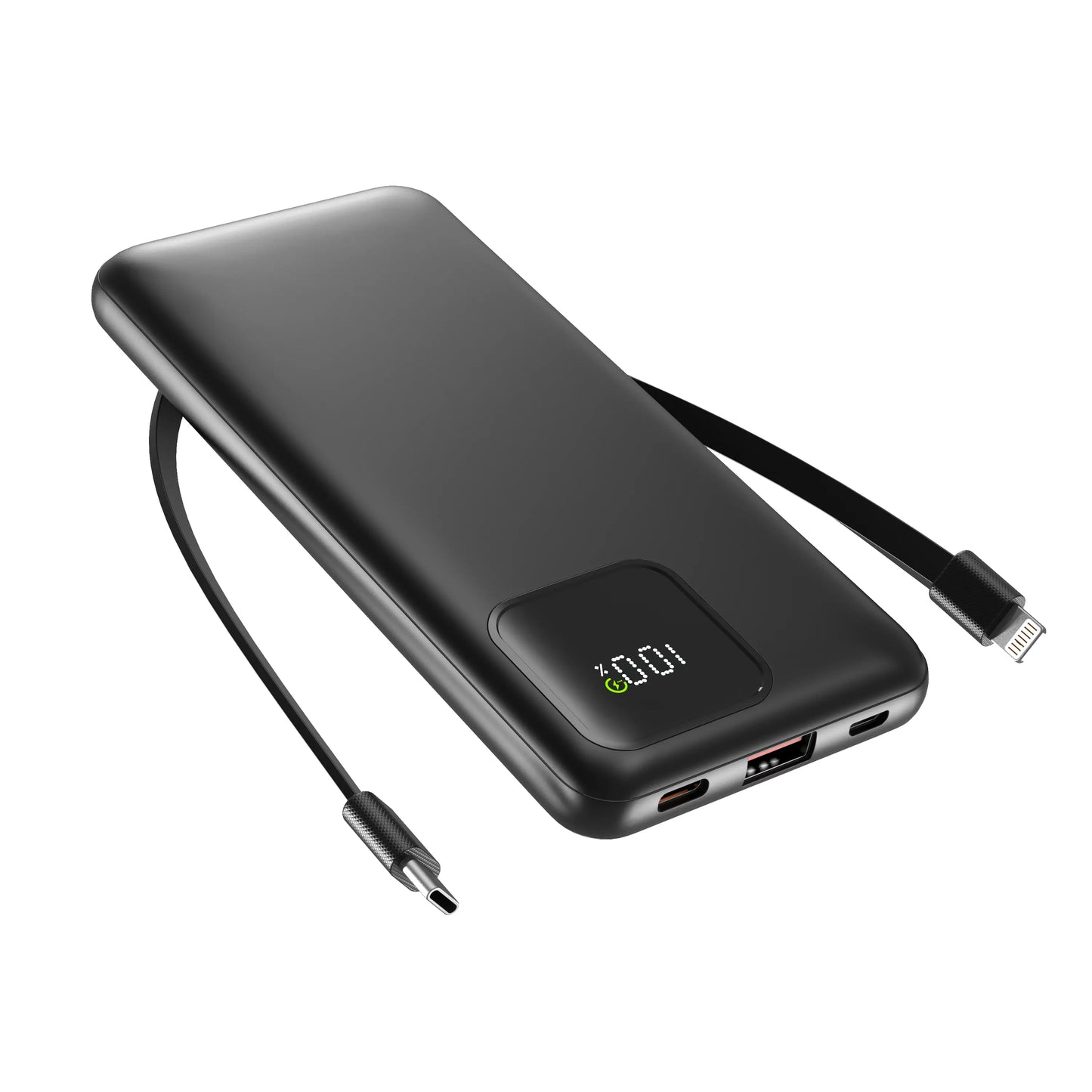 Portable Charger 10000mAh with Built-in Cables - 22.5W Fast Charging Power Bank, 4 Outputs 2 Inputs for iPhone, Samsung, Google Pixel and iPad