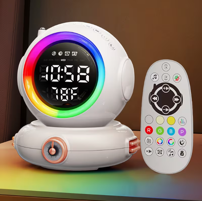 Wake-Up Light Alarm Clock with Wireless Speaker – Dual Alarms, FM Radio, Sunrise Simulation, Snooze, 8 Brightness Levels, 6 Soothing Sounds, ABS Bedside Clock