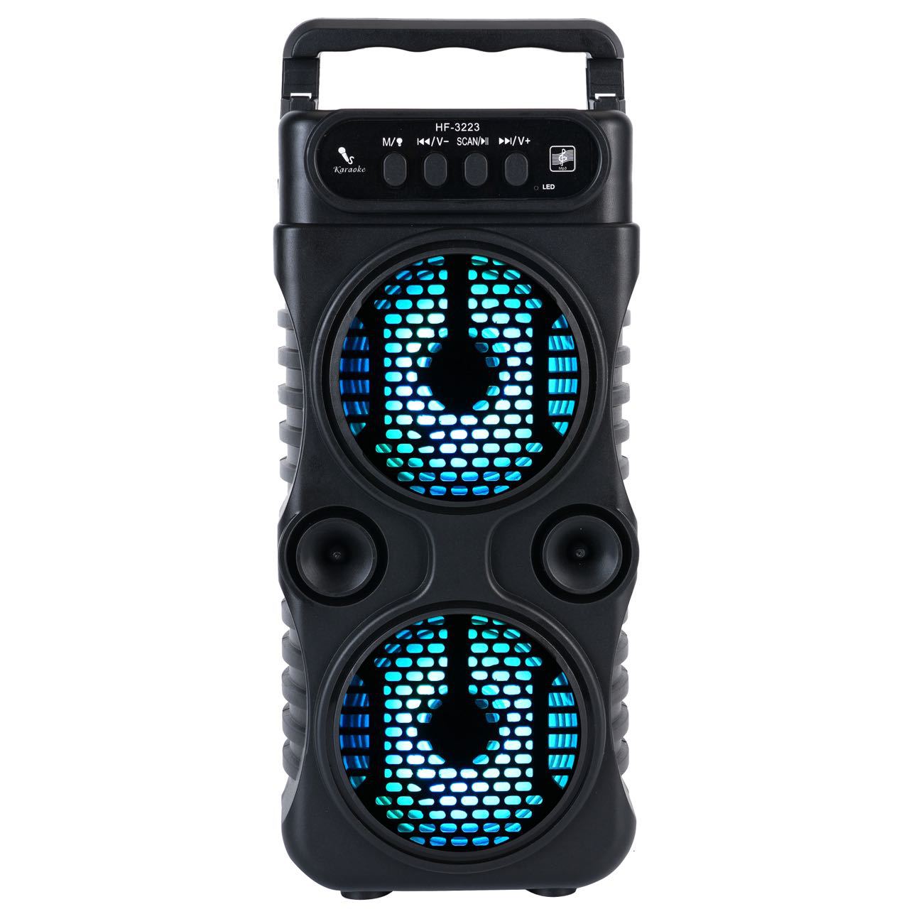 Portable Wireless PA Speaker with RGB Light – Built-in Battery & Handle, TWS Stereo, USB/TF/FM/Mic Input, Compact Subwoofer for Party, Camping & Outdoor