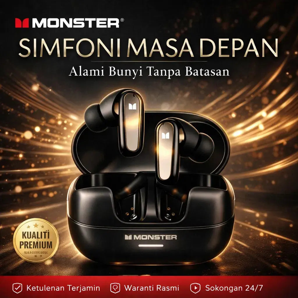 Monster MQT52 TWS Wireless Gaming Earbuds - Bluetooth 5.4, Hi-Fi Stereo, Noise Cancellation, Touch Controls, Long Battery Life