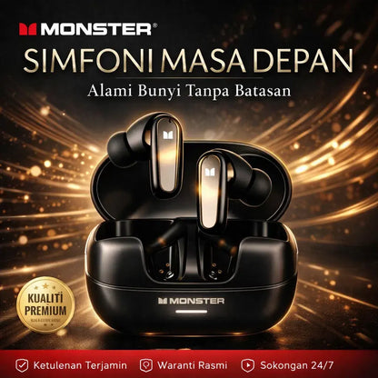 Monster MQT52 TWS Wireless Gaming Earbuds - Bluetooth 5.4, Hi-Fi Stereo, Noise Cancellation, Touch Controls, Long Battery Life