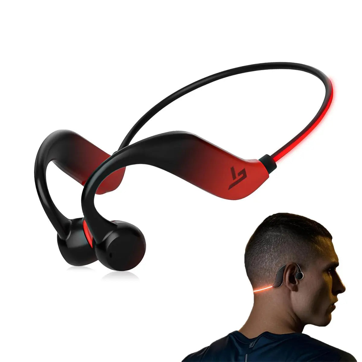 G11 Open-Ear Bluetooth Bone Conduction Sport Headphones - Sweat Resistant Wireless Earphones with Built-in Mic and Hair Band for Workouts and Running