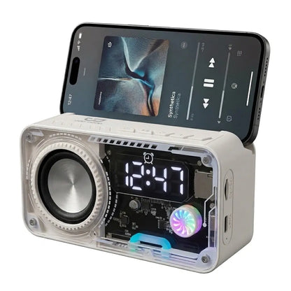 Wireless Bluetooth Speaker & Phone Holder with RGB Night Light – 24H Time Display, Y2K Room Decor & Gaming Desk Setup, Portable Stereo, Long Battery for Party & Dorm