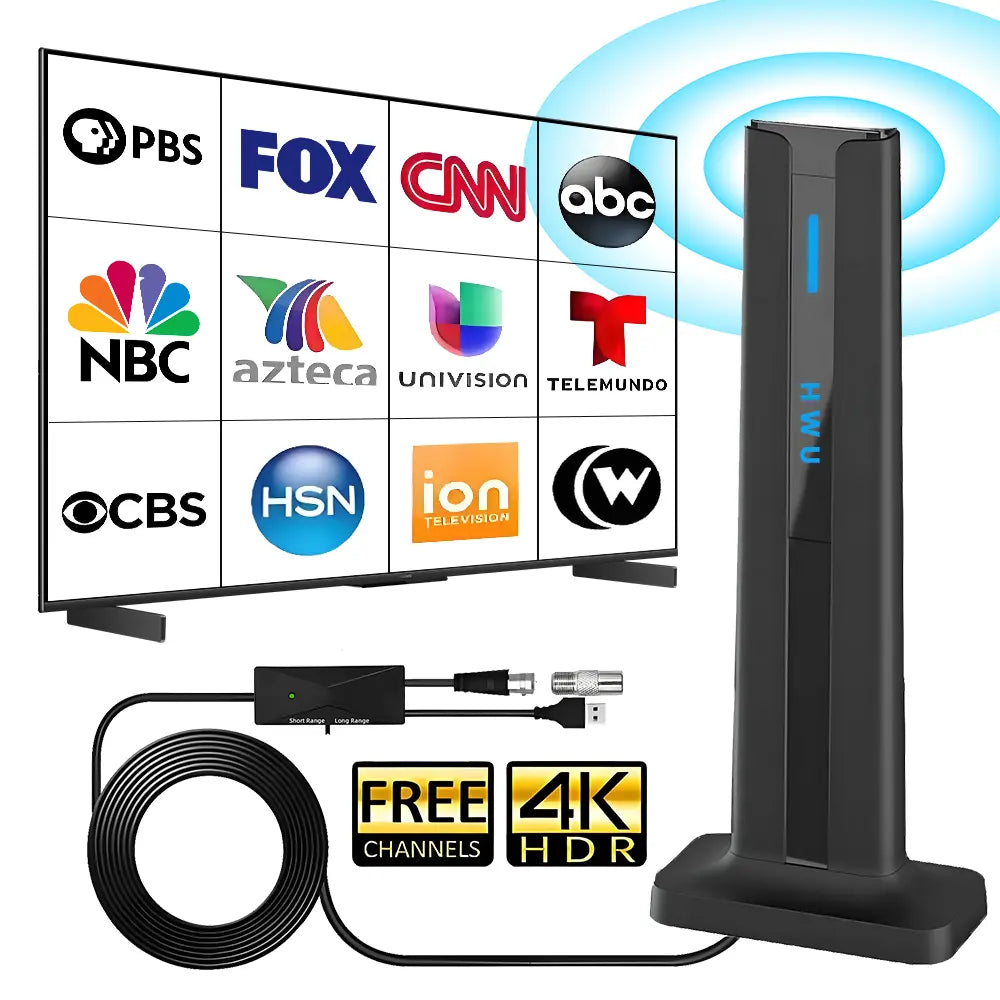 TV Antenna Indoor/Outdoor Long-Range HD Signal Amplifier - Upgraded Stable Signal Reception for Urban, Rural and RV Use