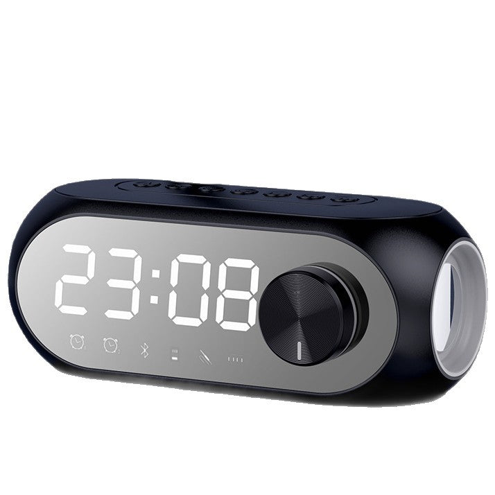 Mirror Digital Alarm Clock Bluetooth Speaker, Portable Wireless Speaker Support TF Card FM Radio, Dual Alarms Bedroom Desktop Clock