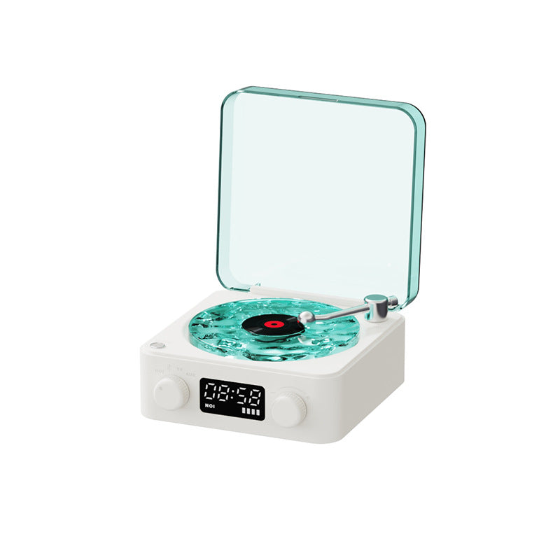 Multifunctional White Noise Speaker – 4 Natural Sounds, Adjustable Ambient Lighting, Wireless Audio, 4 Play Modes, Retro Turntable Design