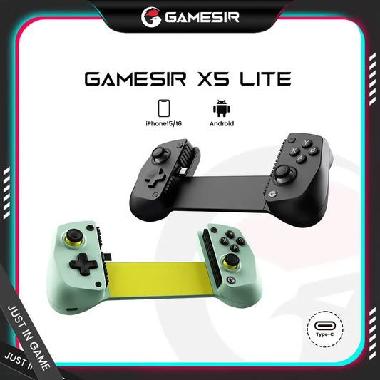 GameSir X5 Lite Type-C Mobile Game Controller – Hall Effect Joysticks, 135g Lightweight, Stretchable for Phones & Tablets, Plug & Play for Android/iOS