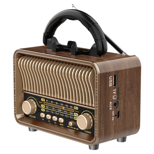 Retro Vintage Portable Radio – AM/FM/SW, Battery Powered & Rechargeable, Supports MicroSD/TF, AUX, USB Playback, Bluetooth Speaker for Home & Outdoor Use
