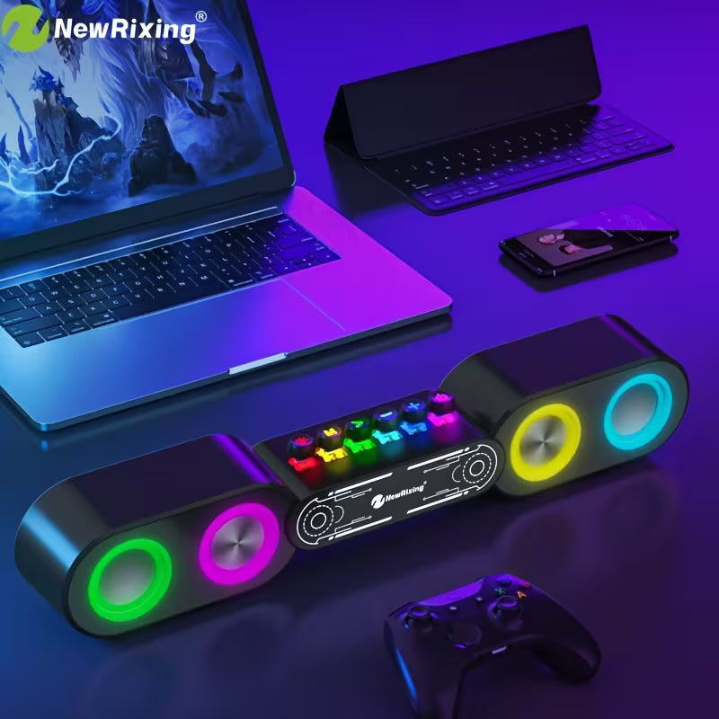 Wireless RGB PC Speaker – HiFi Subwoofer, Plug & Play with BT/USB/TF/FM/AUX for PC, Laptop & TV