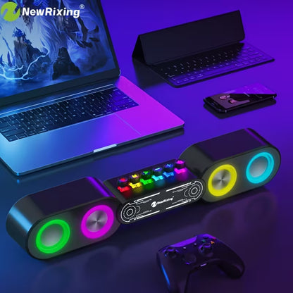 Wireless RGB PC Speaker – HiFi Subwoofer, Plug & Play with BT/USB/TF/FM/AUX for PC, Laptop & TV