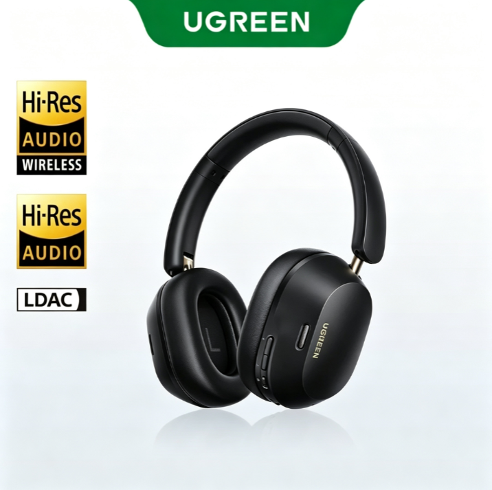 UGREEN Hitune Max5c Wireless Over-Ear Headphones - Hi-Res Audio, ANC Noise Cancelling, Bluetooth with Microphone
