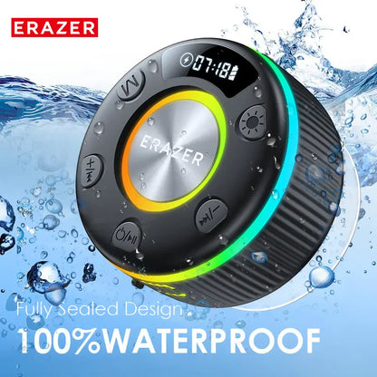 ERAZER XM102 – IPX6 Waterproof Shower Bluetooth Speaker with Suction Cup, Portable Wireless Speaker for Home/Party/Outdoor/Beach