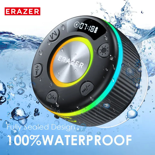 ERAZER XM102 – IPX6 Waterproof Shower Bluetooth Speaker with Suction Cup, Portable Wireless Speaker for Home/Party/Outdoor/Beach
