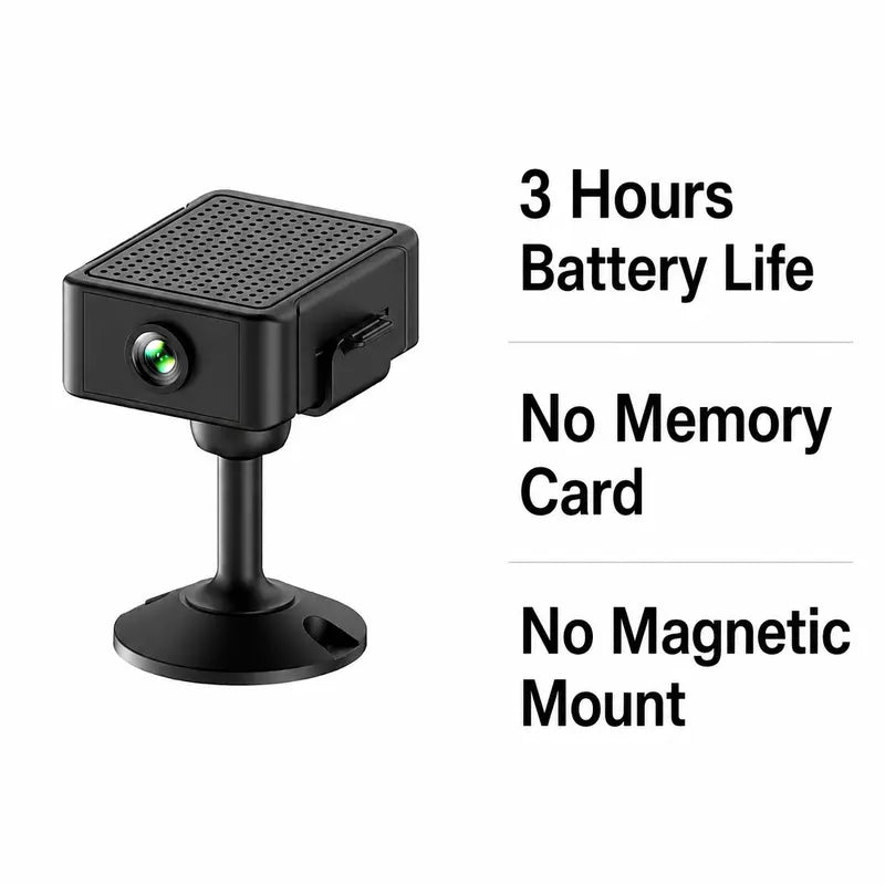 Mini WiFi Surveillance Camera with Strong Magnet - 2K HD, Night Vision, 3H Battery/USB Power, AI Motion Detection for iOS and Android